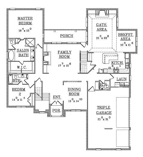 Plan 63721 | with 5 Bed, 5 Bath, 3 Car Garage