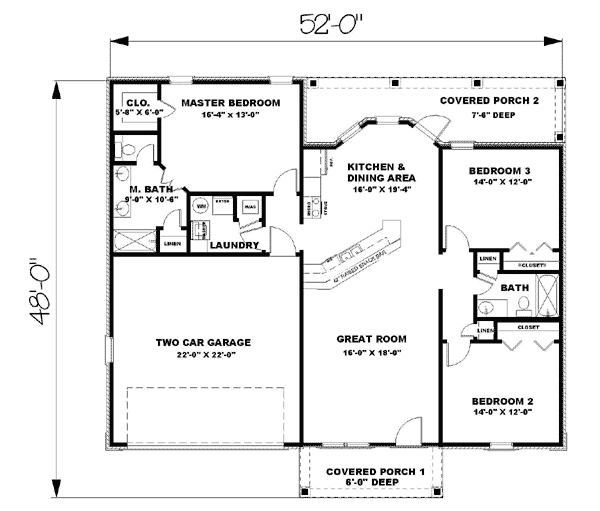 House Plan 64550 Level One