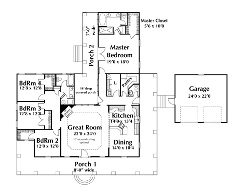 House Plan 64574 Level One