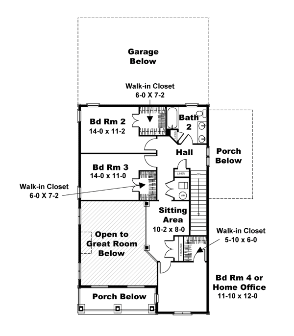 House Plan 64580 Level Two