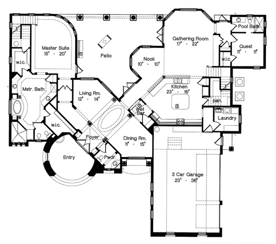 House Plan 64666 Level One