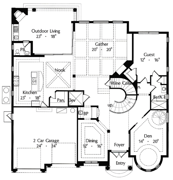 House Plan 64722 Level One