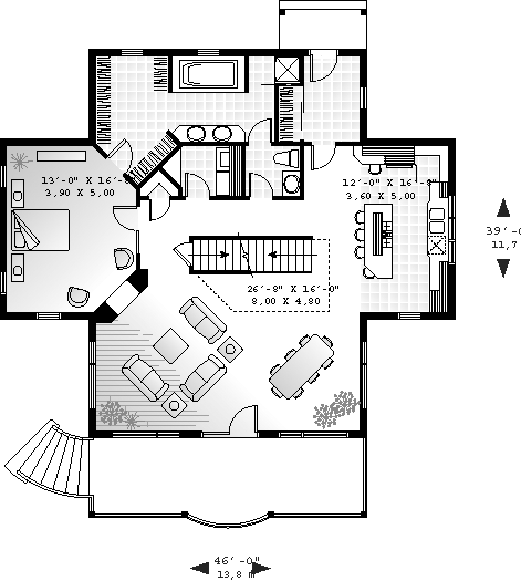 House Plan 64808 Level One