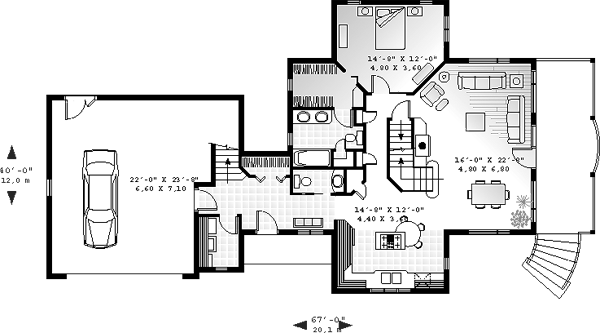 House Plan 64809 Level One