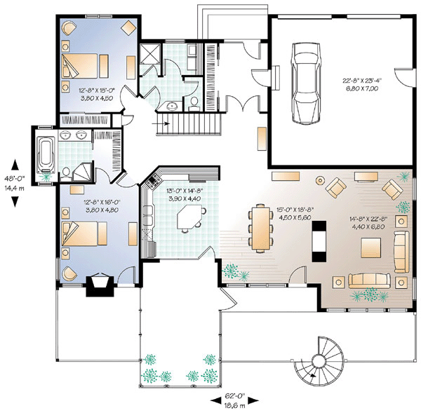 House Plan 64811 Level One