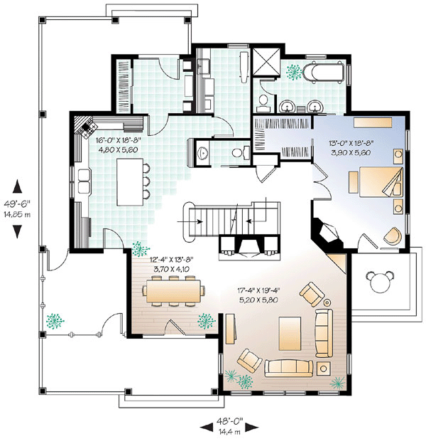 House Plan 64812 Level One