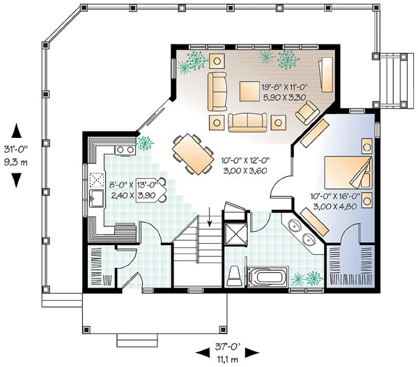 House Plan 64814 Level One