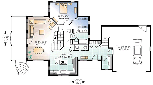 House Plan 64815 Level One