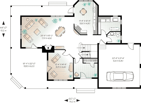 House Plan 64827 Level One