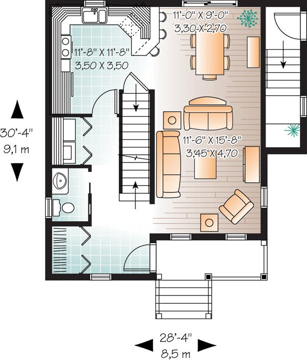 House Plan 64853 Level One