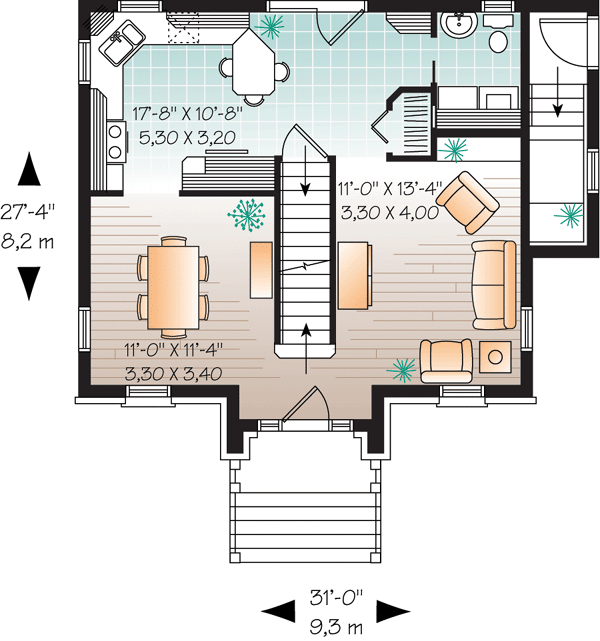 House Plan 64861 Level One