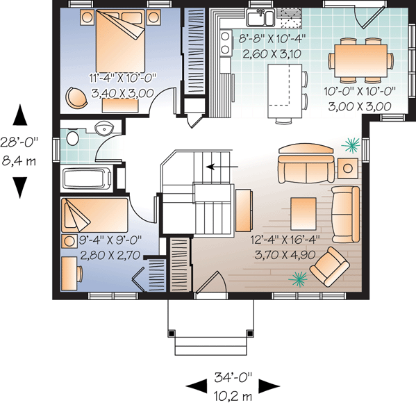 House Plan 64886 Level One