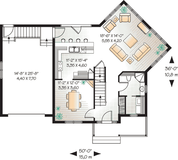 House Plan 64900 Level One