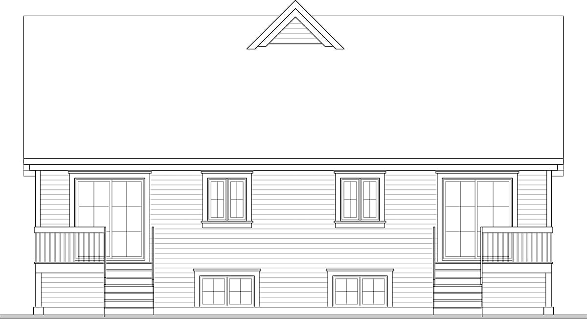 Multi-Family Plan 64923 Rear Elevation