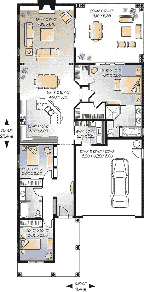 House Plan 64977 Level One