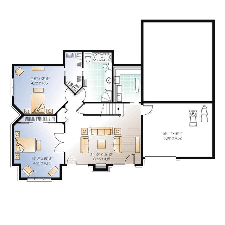 House Plan 64981 Lower Level