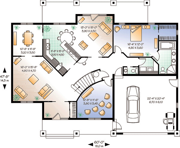 House Plan 64984 Level One