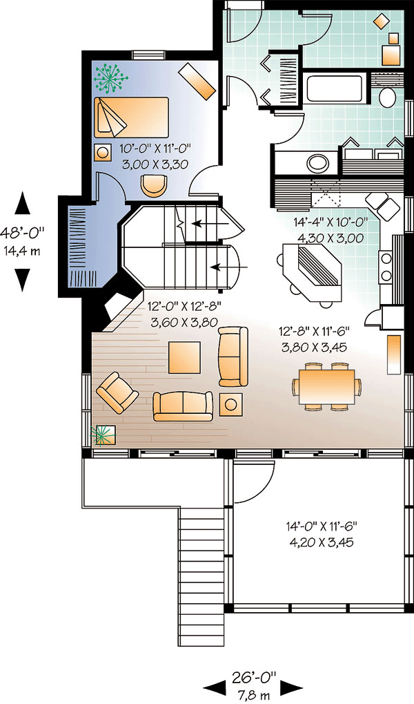 House Plan 64985 Level One