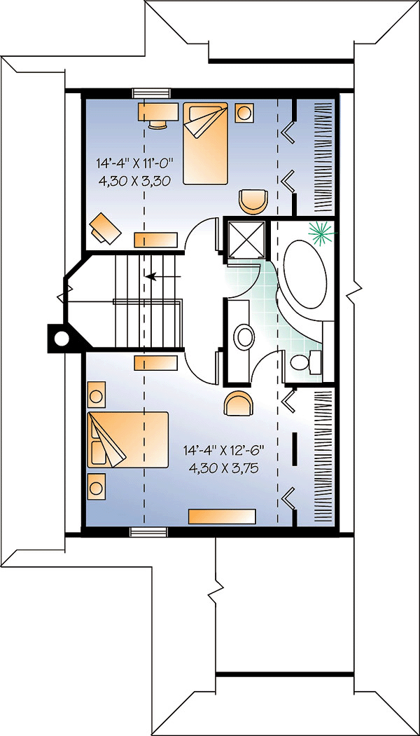 House Plan 64985 Level Two