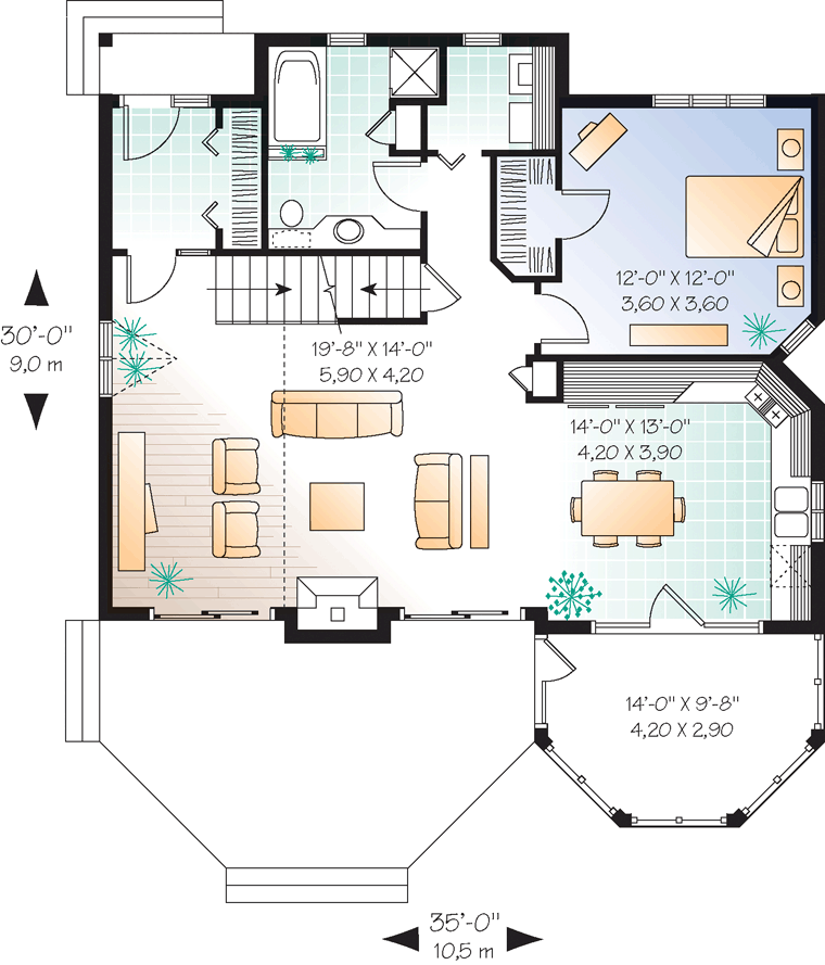 House Plan 65015 Level One