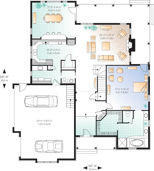 House Plan 65102 Level One