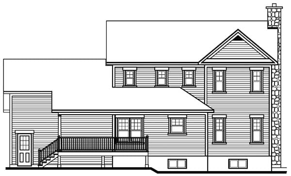 Country, Farmhouse Plan with 2189 Sq. Ft., 3 Bedrooms, 3 Bathrooms, 2 Car Garage Rear Elevation