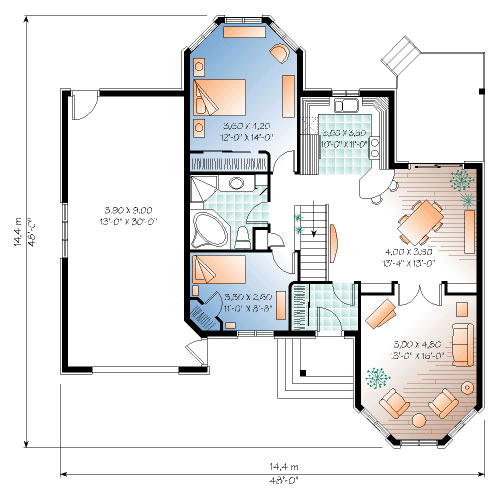 European, Victorian House Plan 65374 with 2 Bed, 1 Bath, 1 Car Garage Level One