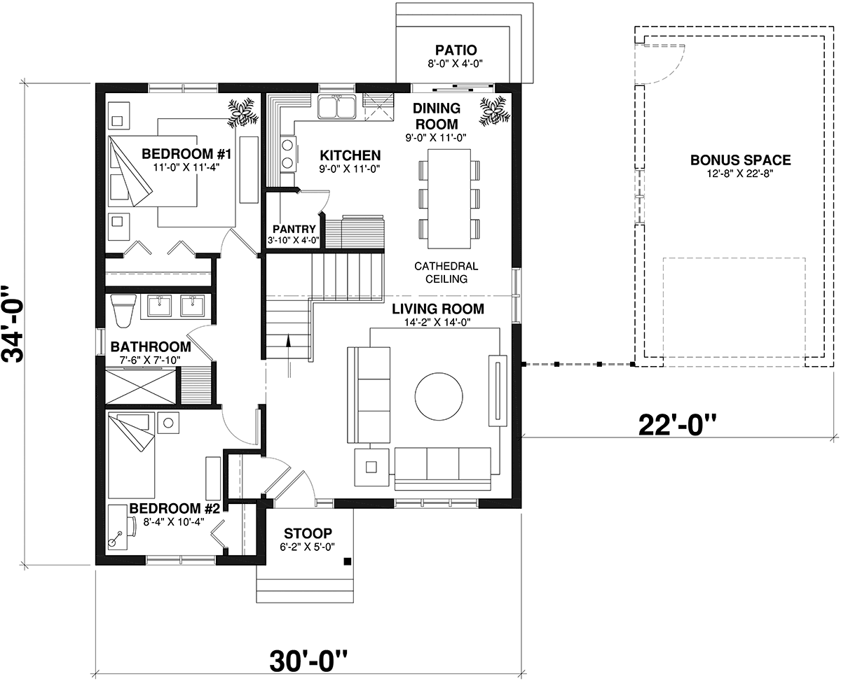 House Plan 65387 Level One