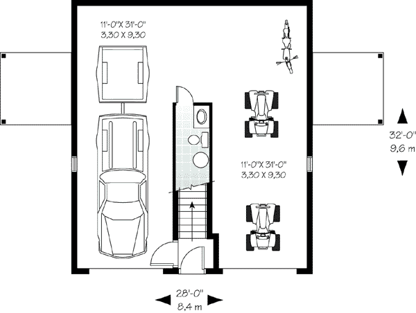 Garage Plan 65516 - 2 Car Garage Apartment Level One