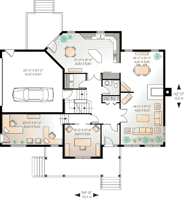 House Plan 65564 Level One
