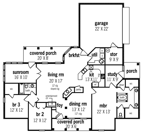 House Plan 65697 Level One