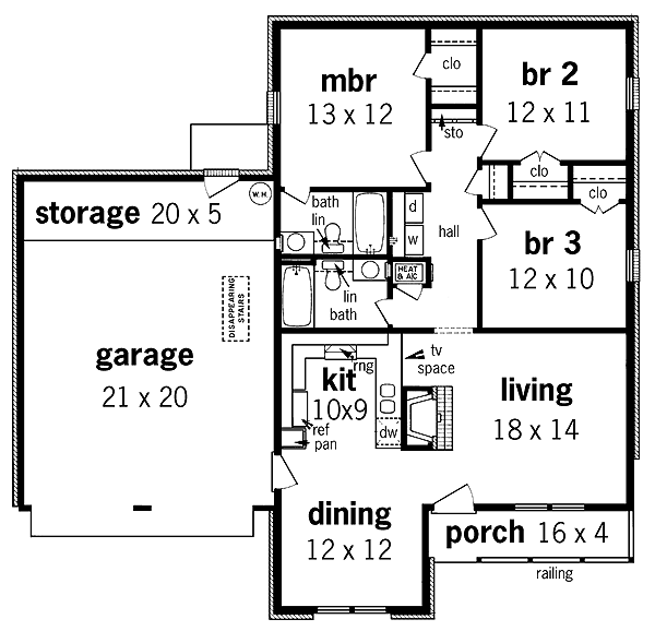 House Plan 65747 Level One