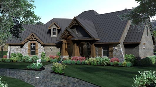 Cottage, Craftsman, Tuscan Plan with 2847 Sq. Ft., 3 Bedrooms, 3 Bathrooms, 3 Car Garage Picture 3