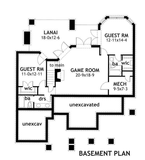 House Plan 65870 Lower Level