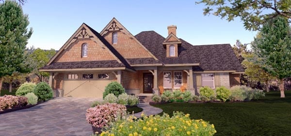 Cottage, Craftsman, Ranch, Tuscan Plan with 1764 Sq. Ft., 4 Bedrooms, 2 Bathrooms, 2 Car Garage Elevation