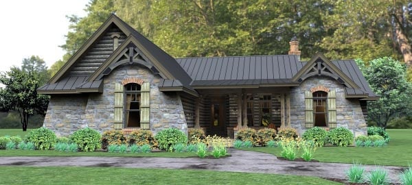 Cottage, Country, Tuscan Plan with 2234 Sq. Ft., 3 Bedrooms, 3 Bathrooms, 2 Car Garage Elevation