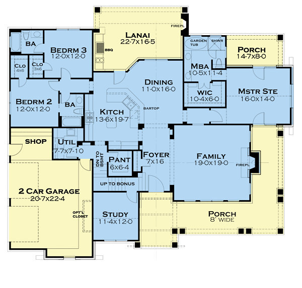 House Plan 65875 Level One