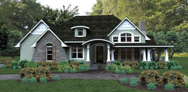 Bungalow, Cottage, Country, Tuscan Plan with 2267 Sq. Ft., 3 Bedrooms, 3 Bathrooms, 2 Car Garage Elevation