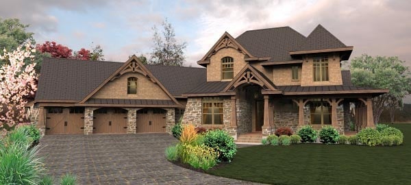 Craftsman, Tuscan Plan with 3069 Sq. Ft., 4 Bedrooms, 4 Bathrooms, 3 Car Garage Elevation