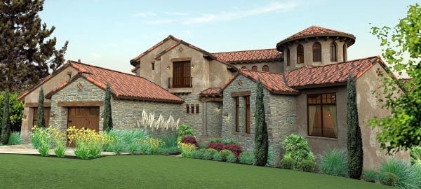Italian, Mediterranean, Tuscan Plan with 4373 Sq. Ft., 4 Bedrooms, 5 Bathrooms, 2 Car Garage Picture 2