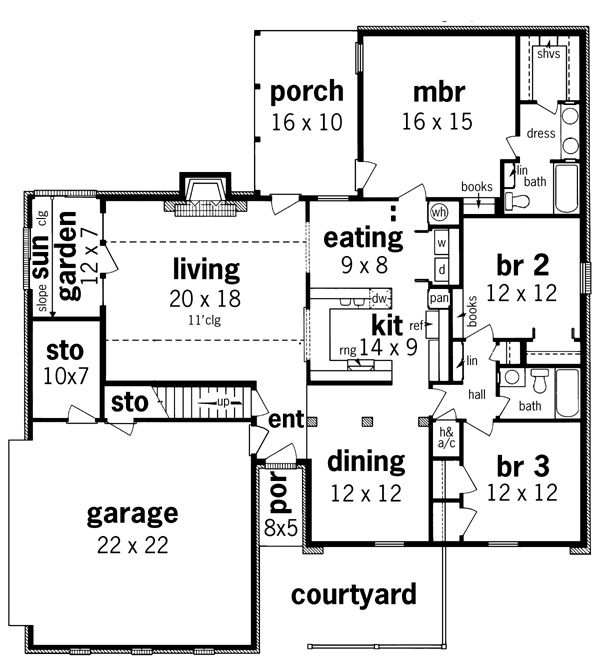 House Plan 65922 Level One