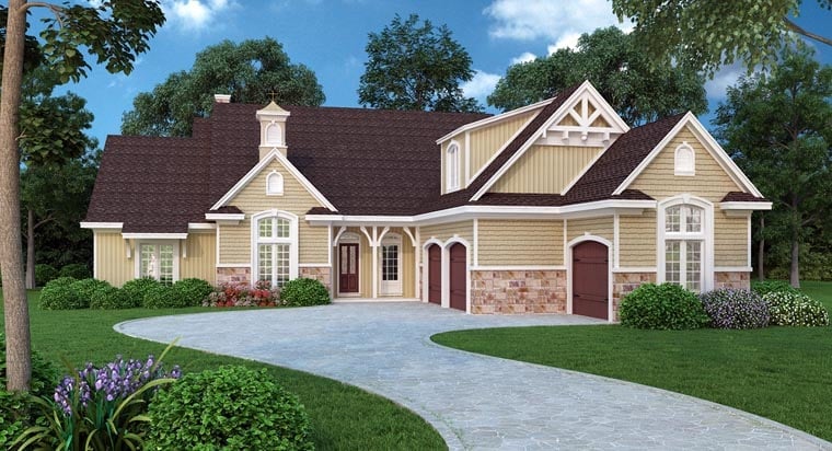 Traditional Plan with 2500 Sq. Ft., 4 Bedrooms, 3 Bathrooms, 2 Car Garage Elevation
