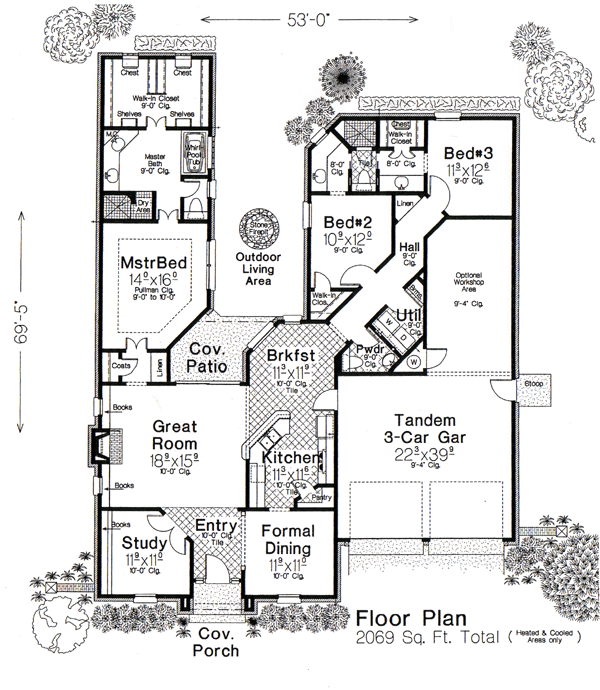 House Plan 66011 Level One