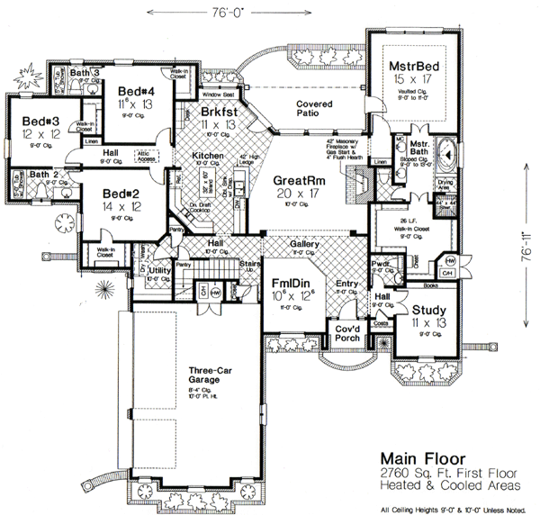 House Plan 66016 Level One