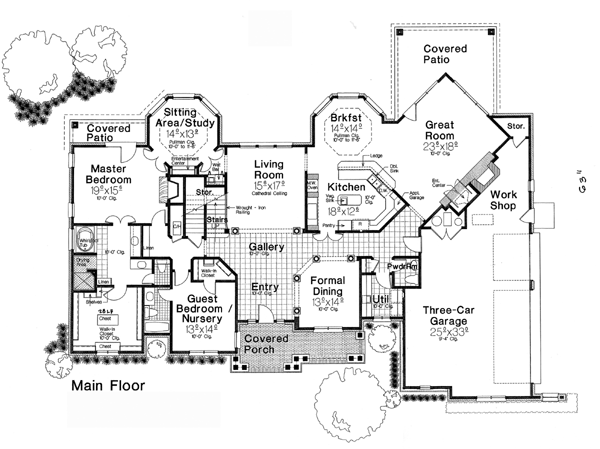 House Plan 66267 Level One