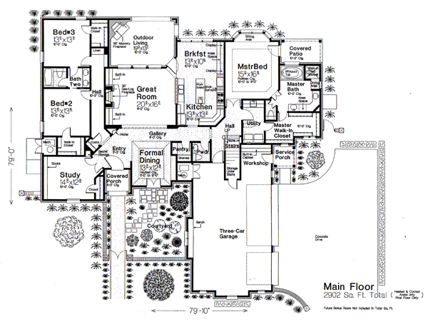 House Plan 66276 Level One