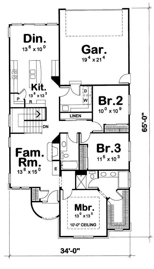 House Plan 66416 Level One
