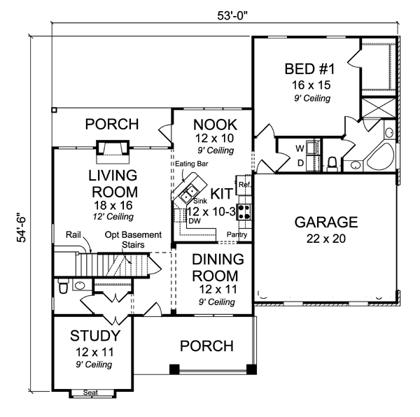 House Plan 66526 Level One