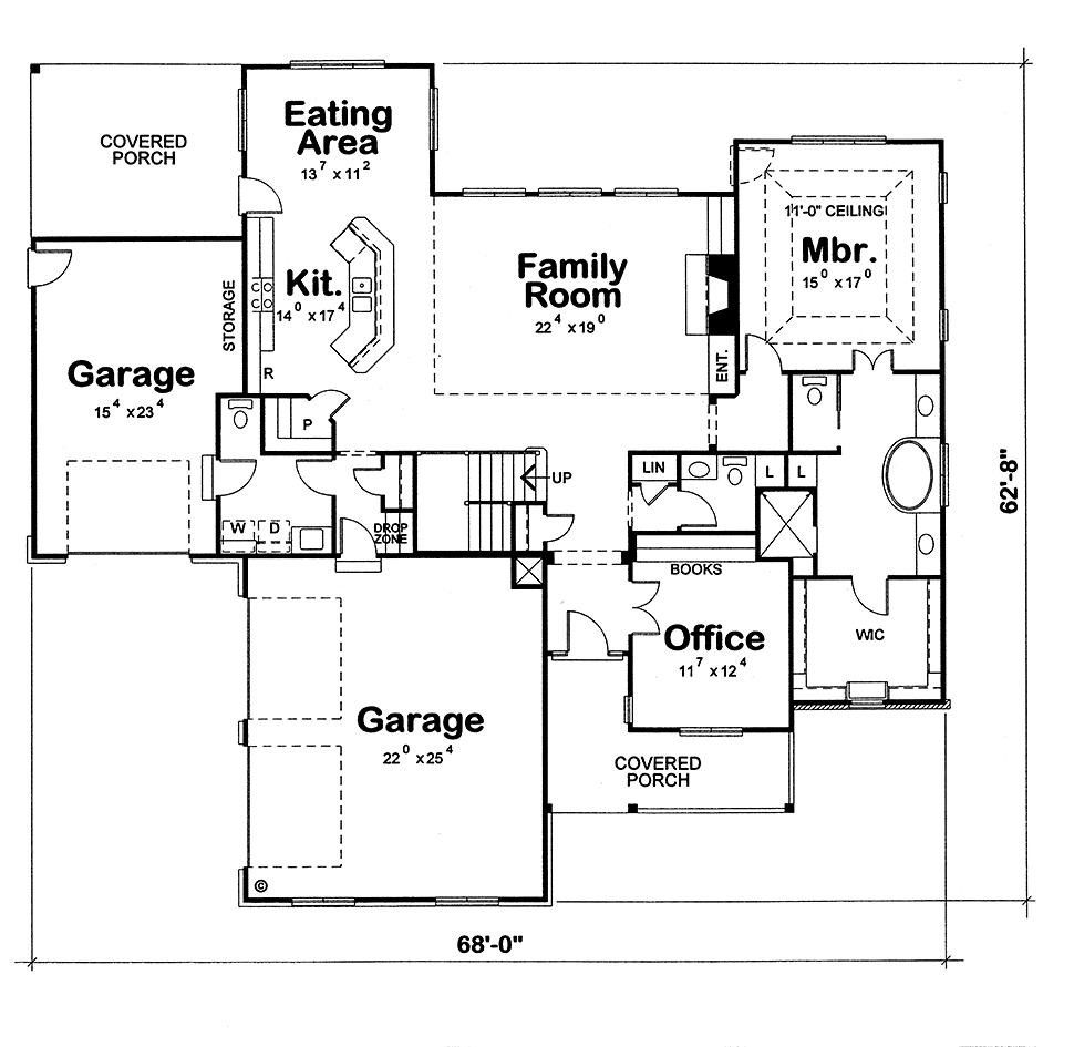 House Plan 66567 Level One