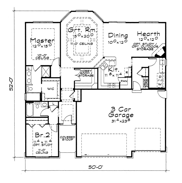 House Plan 66580 Level One